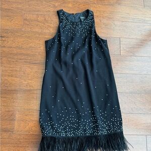 Sleeveless Black Embellished feather Dress